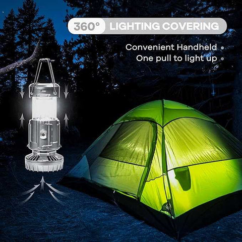 4-in-1 Portable Camping Fan with LED Light & Power Bank
