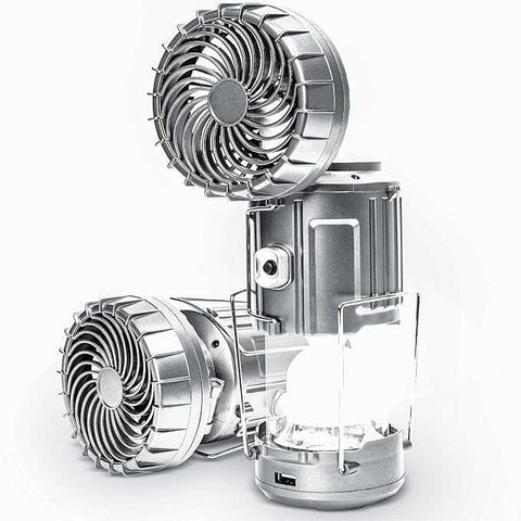 4-in-1 Portable Camping Fan with LED Light & Power Bank